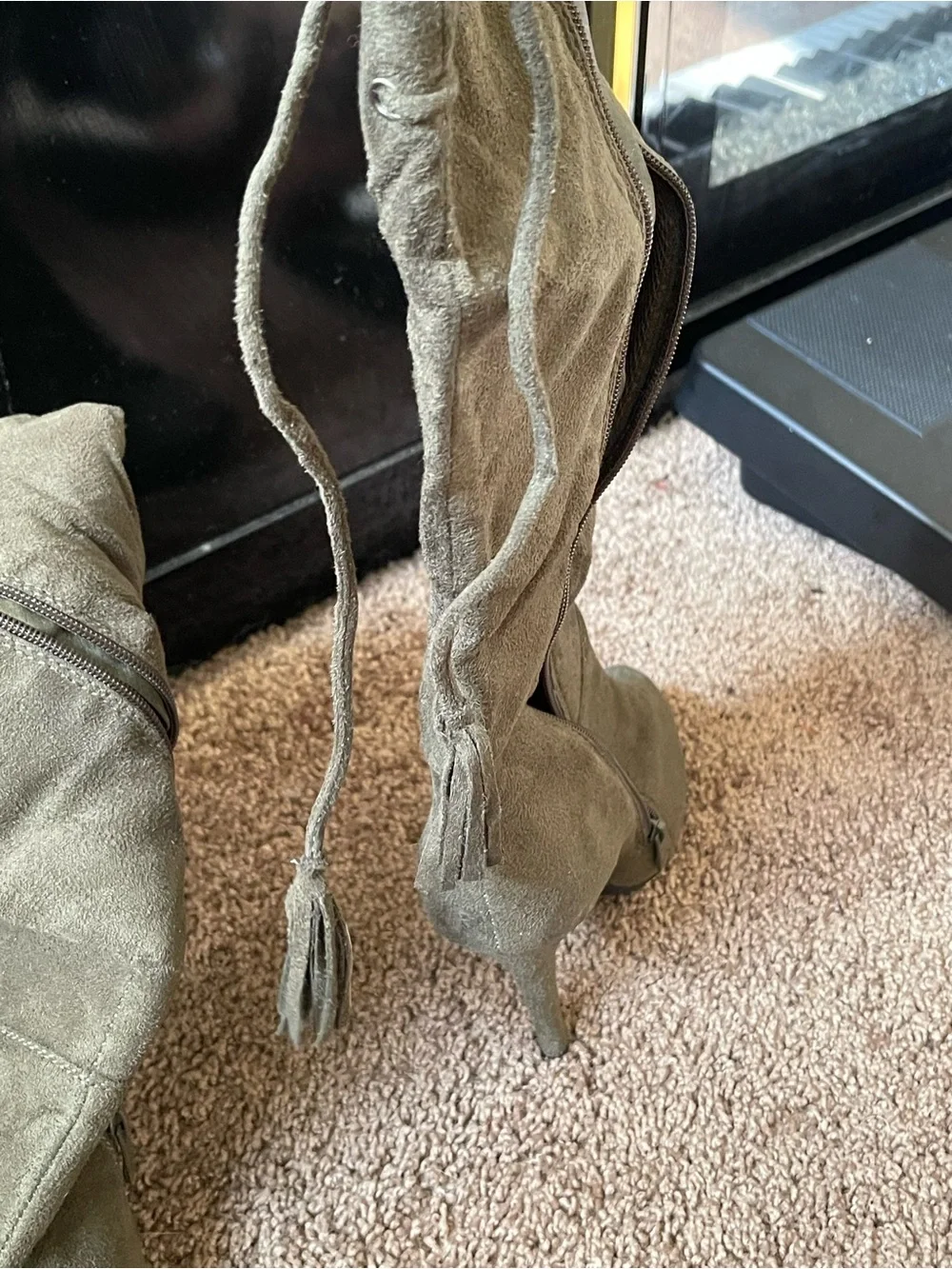 Forever 21 Olive Green Over-the-Knee Suede Boots